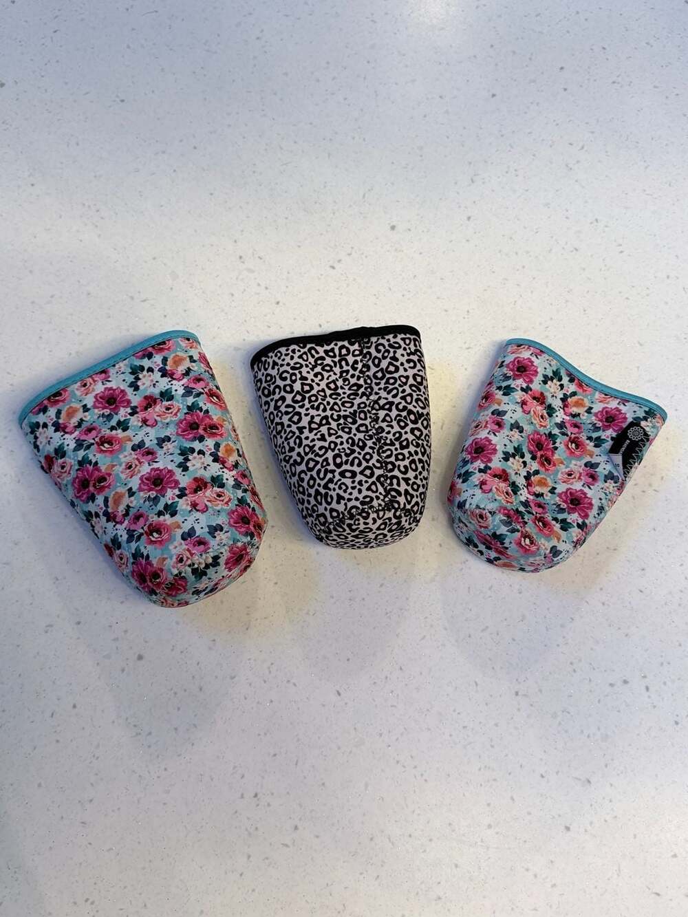 Silverdale Neoprene Insulated Coffee Cup Sleeves Set of 3 Floral and Leopard